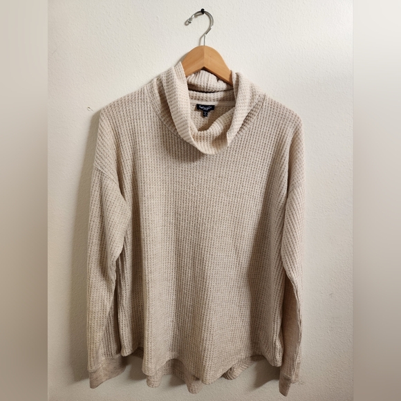Splendid Tops - Splendid Women's Shirt Cowl‎ Neck Waffle Knit Long Sleeve Top Cream Large NWT